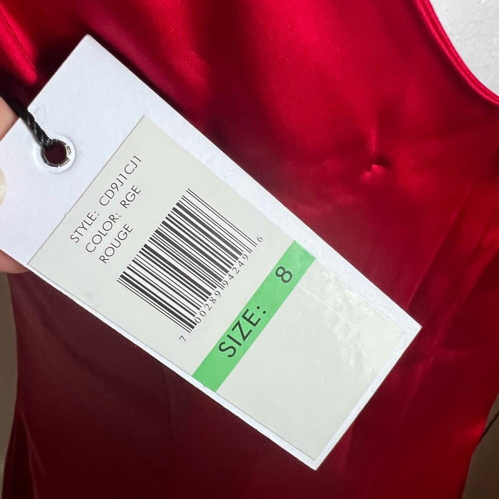 Calvin Klein NWT Red Satin Bombshell Midi Dress Size 8 formal cocktail party - Picture 4 of 6